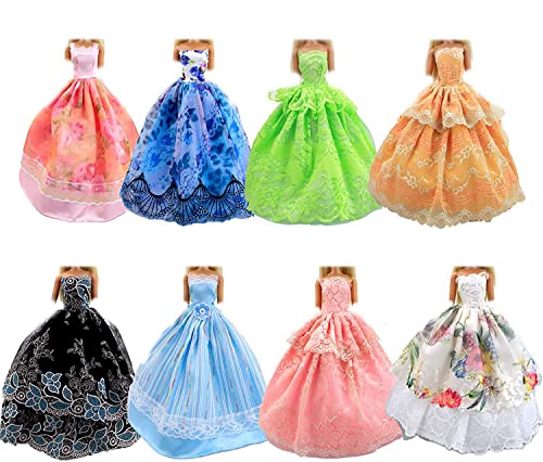 BJDBUS 5 Pcs Handmade Wedding Party Dress Lace Gown for 11.5 Inch Girl Doll Clothes Accessories Random Set