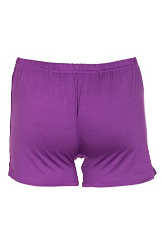 NOROZE Girls Stretch Shiny Shorts Dance Gym Hot Pants (Purple, 11-12 Years)