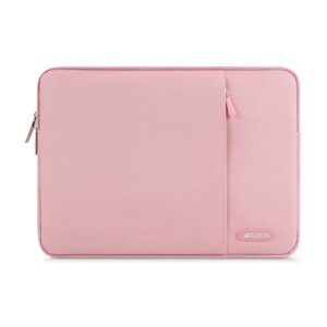 mosiso laptop sleeve bag compatible with macbook air/pro, 13-13.3 inch notebook, compatible with macbook pro 14 inch 2023-2021 a2779 m2 a2442 m1, polyester vertical case with pocket, pink
