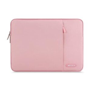 MOSISO Laptop Sleeve Bag Compatible with MacBook Air/Pro, 13-13.3 inch Notebook, Compatible with MacBook Pro 14 inch 2023-2021 A2779 M2 A2442 M1, Polyester Vertical Case with Pocket, Pink