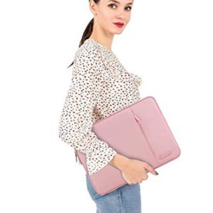 MOSISO Laptop Sleeve Bag Compatible with MacBook Air/Pro, 13-13.3 inch Notebook, Compatible with MacBook Pro 14 inch 2023-2021 A2779 M2 A2442 M1, Polyester Vertical Case with Pocket, Pink