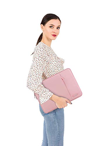 MOSISO Laptop Sleeve Bag Compatible with MacBook Air/Pro, 13-13.3 inch Notebook, Compatible with MacBook Pro 14 inch 2023-2021 A2779 M2 A2442 M1, Polyester Vertical Case with Pocket, Pink