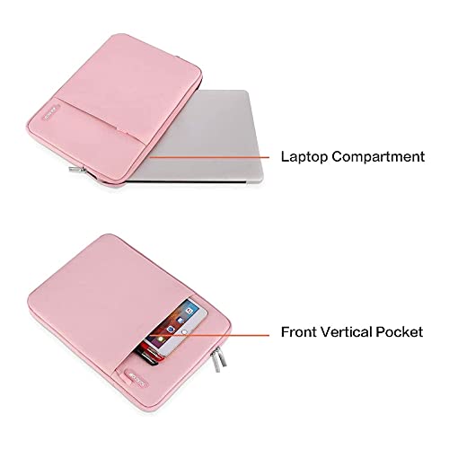 MOSISO Laptop Sleeve Bag Compatible with MacBook Air/Pro, 13-13.3 inch Notebook, Compatible with MacBook Pro 14 inch 2023-2021 A2779 M2 A2442 M1, Polyester Vertical Case with Pocket, Pink