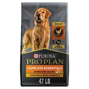 purina pro plan high protein dog food with probiotics for dogs, shredded blend chicken & rice formula - 47 lb. bag