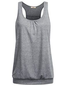 miusey workout clothes womens round neck sleeveless relaxed yoga racerback flowy loose fit cotton summer ribbed shirts yoga tank tops xxl gray