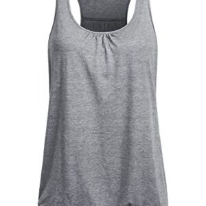 Miusey Workout Clothes Womens Round Neck Sleeveless Relaxed Yoga Racerback Flowy Loose Fit Cotton Summer Ribbed Shirts Yoga Tank Tops XXL Gray