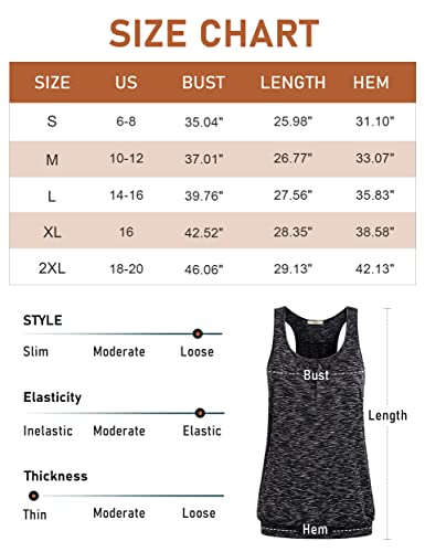 Miusey Workout Clothes Womens Round Neck Sleeveless Relaxed Yoga Racerback Flowy Loose Fit Cotton Summer Ribbed Shirts Yoga Tank Tops XXL Gray