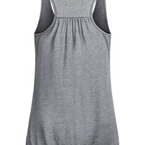 Miusey Workout Clothes Womens Round Neck Sleeveless Relaxed Yoga Racerback Flowy Loose Fit Cotton Summer Ribbed Shirts Yoga Tank Tops XXL Gray