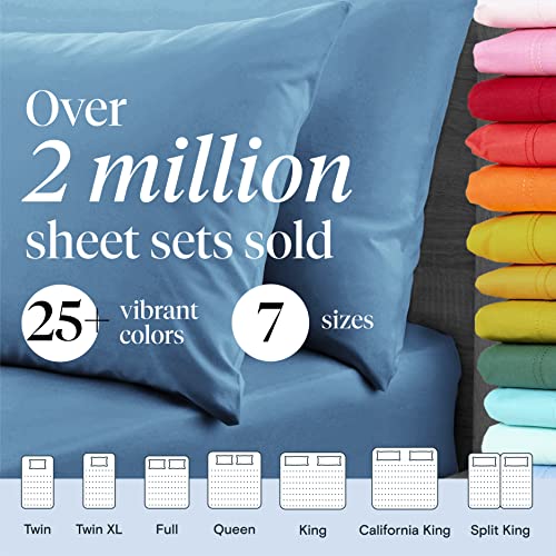 LuxClub 6 PC Sheet Set Bed Sheets Deep Pockets 18" Eco Friendly Wrinkle Free Sheets Machine Washable Hotel Bedding Silky Soft - Denim Queen