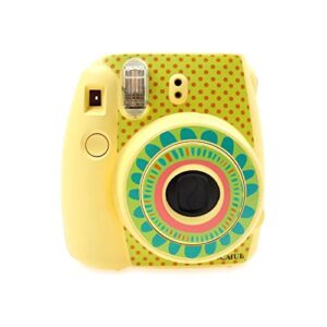 forapid creative fujifilm mini 9/ mini 8 camera decorative body sticker/camera decor sticker decals compatible with fujifilm mini 9/8/8+ camera – sunflower/yellow pink dots