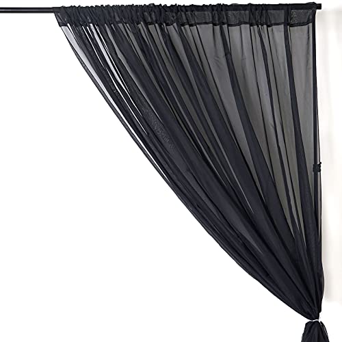 BalsaCircle 10 feet x 10 feet Black Sheer Voile Backdrop Drapes Curtains 2 Panels 5x10 ft - Wedding Ceremony Party Home Decorations