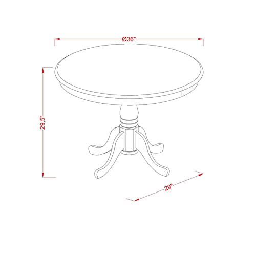 East West Furniture ANT-LWH-TP Antique Dining Room Round Kitchen Table Top with Pedestal Base, 36x36 Inch, Linen White