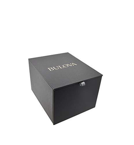 Bulova Men's Modern Gold Tone Stainless Steel 3-Hand Calendar Date Quartz Watch, Black Dial with Diamonds Style: 97D115