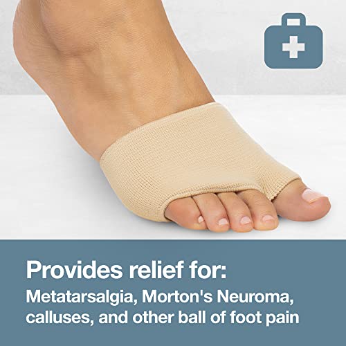 ZenToes Metatarsal Pads for Men and Women - Ball of Foot Pain Relief Cushions for Sesamoiditis, Metatarsalgia, Morton's Neuroma - 2 Pairs Fabric Sleeves with Gel Inserts (Small, Beige)