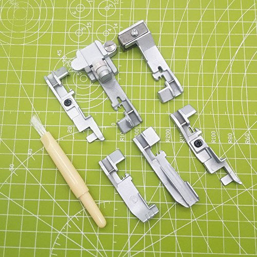 YICBOR 6pcs Overlock Serger Presser Foot Set for Singer 14CG754 14SH654 14SH754 14hd854 juki 644D、04D with Gift Brush Ripper