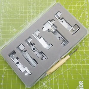 YICBOR 6pcs Overlock Serger Presser Foot Set for Singer 14CG754 14SH654 14SH754 14hd854 juki 644D、04D with Gift Brush Ripper