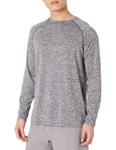 amazon essentials men's tech stretch long-sleeve t-shirt (available in big&tall), dark grey heather, large