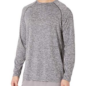 Amazon Essentials Men's Tech Stretch Long-Sleeve T-Shirt (Available in Big&Tall), Dark Grey Heather, Large