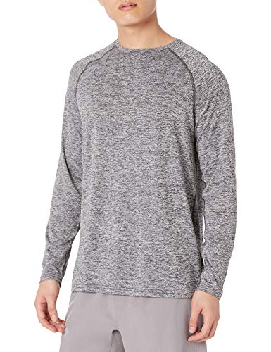 Amazon Essentials Men's Tech Stretch Long-Sleeve T-Shirt (Available in Big&Tall), Dark Grey Heather, Large