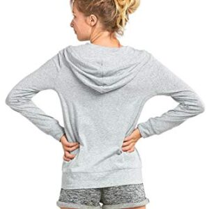 Sofra Women's Thin Cotton Zip Up Hoodie Jacket (XL, Heather Gray)