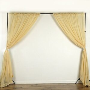 balsacircle 10 feet x 10 feet champagne sheer voile backdrop drapes curtains 2 panels 5x10 ft - wedding ceremony home decorations