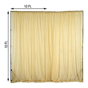 BalsaCircle 10 feet x 10 feet Champagne Sheer Voile Backdrop Drapes Curtains 2 Panels 5x10 ft - Wedding Ceremony Home Decorations