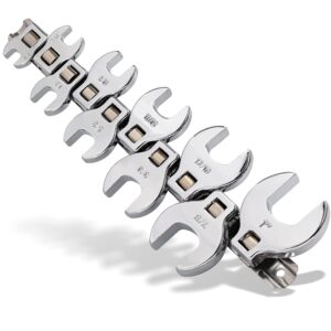 crows foot wrench set (sae/inch) easily access hard-to-reach areas, ideal for tight spaces, great for automotive repair work - includes sizes: from 3/8" to 1 inch - 10-piece kit with clip-on organizer