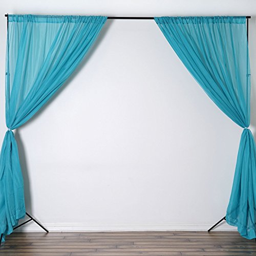 BalsaCircle 10 feet x 10 feet Turquoise Sheer Voile Backdrop Drapes Curtains 2 Panels 5x10 ft - Wedding Ceremony Home Decorations