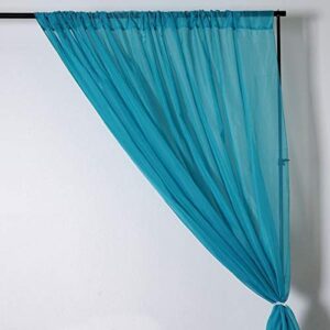 BalsaCircle 10 feet x 10 feet Turquoise Sheer Voile Backdrop Drapes Curtains 2 Panels 5x10 ft - Wedding Ceremony Home Decorations