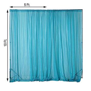 BalsaCircle 10 feet x 10 feet Turquoise Sheer Voile Backdrop Drapes Curtains 2 Panels 5x10 ft - Wedding Ceremony Home Decorations