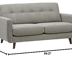 Amazon Brand – Rivet Sloane Mid-Century Modern Loveseat Sofa, 64.2"W, Pebble Grey