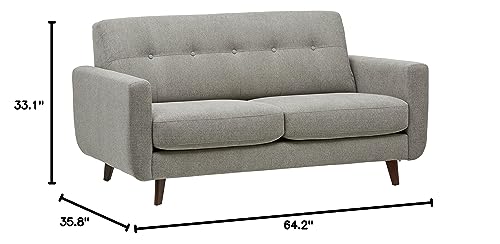 Amazon Brand – Rivet Sloane Mid-Century Modern Loveseat Sofa, 64.2"W, Pebble Grey