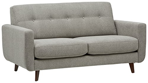 Amazon Brand – Rivet Sloane Mid-Century Modern Loveseat Sofa, 64.2"W, Pebble Grey