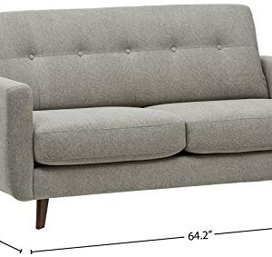 Amazon Brand – Rivet Sloane Mid-Century Modern Loveseat Sofa, 64.2"W, Pebble Grey