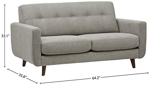 Amazon Brand – Rivet Sloane Mid-Century Modern Loveseat Sofa, 64.2"W, Pebble Grey