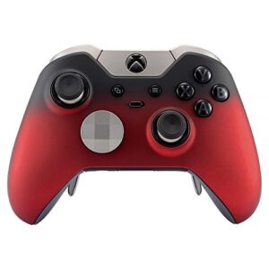 extremerate red shadow soft touch replacement faceplate front shell for xbox one elite controller model 1698 with thumbstick accent rings - controller not included
