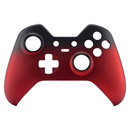 eXtremeRate Red Shadow Soft Touch Replacement Faceplate Front Shell for Xbox One Elite Controller Model 1698 with Thumbstick Accent Rings - Controller NOT Included