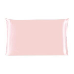 uxcell 100% charmeuse pure silk pillowcase pillow case cover for hair & skin 350tc 19 momme (1-piece) pink travel(14x20inch)