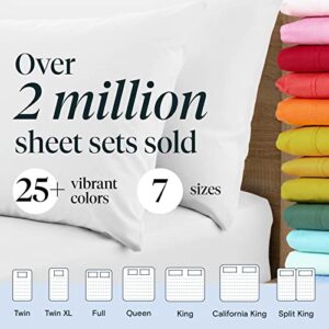 LuxClub 6 PC Full Size Sheet Set Bed Sheets Deep Pockets 18" Eco Friendly Wrinkle Free Cooling Bed Sheets Machine Washable Hotel Bedding Silky Soft - White Full