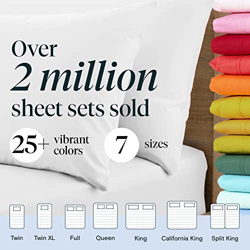 LuxClub 6 PC Full Size Sheet Set Bed Sheets Deep Pockets 18" Eco Friendly Wrinkle Free Cooling Bed Sheets Machine Washable Hotel Bedding Silky Soft - White Full