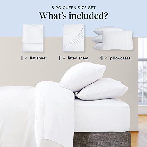 LuxClub 6 PC Full Size Sheet Set Bed Sheets Deep Pockets 18" Eco Friendly Wrinkle Free Cooling Bed Sheets Machine Washable Hotel Bedding Silky Soft - White Full