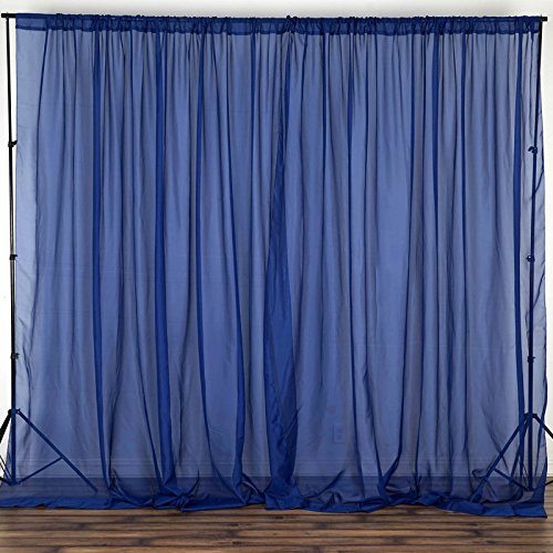 BalsaCircle 10 feet x 10 feet Navy Blue Sheer Voile Backdrop Drapes Curtains 2 Panels 5x10 ft - Wedding Ceremony Home Decorations