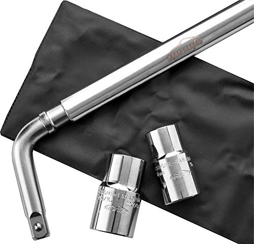 EPAuto Telescoping Lug Wrench, Wheel Wrench with CR-V Sockets (17/19, 21/22mm)