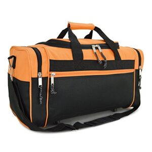 dalix 21" blank sports duffle bag gym bag travel duffel with adjustable strap in orange