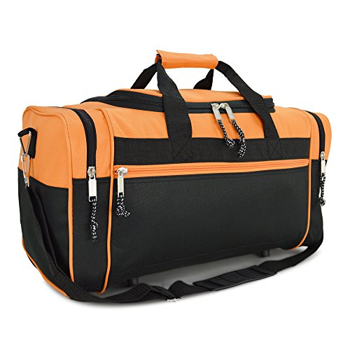 DALIX 21" Blank Sports Duffle Bag Gym Bag Travel Duffel with Adjustable Strap in Orange