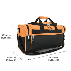 DALIX 21" Blank Sports Duffle Bag Gym Bag Travel Duffel with Adjustable Strap in Orange