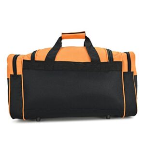 DALIX 21" Blank Sports Duffle Bag Gym Bag Travel Duffel with Adjustable Strap in Orange