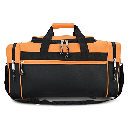 DALIX 21" Blank Sports Duffle Bag Gym Bag Travel Duffel with Adjustable Strap in Orange