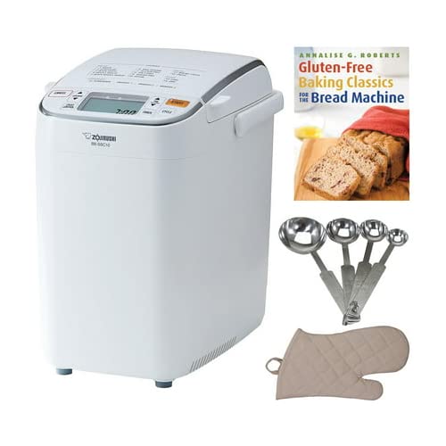 Zojirushi Home Bakery Maestro Breadmaker Bundle with Gluten-Free Book, Oven Mitt and Spoon-Set (4 Items)