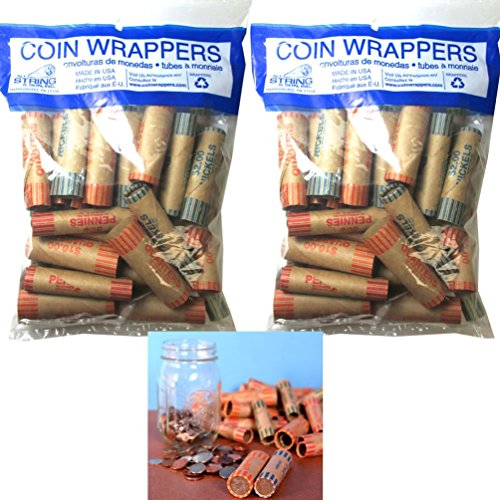 Preformed Assorted Coin Wrappers Tubes Nickels Quarters Dimes Pennies